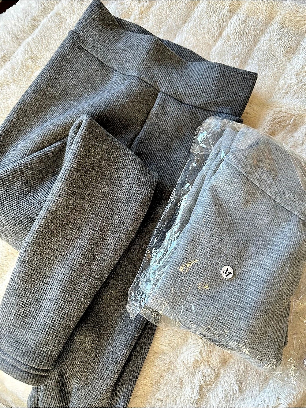 2 Gray fleece Lined Leggings Size Medium NWT